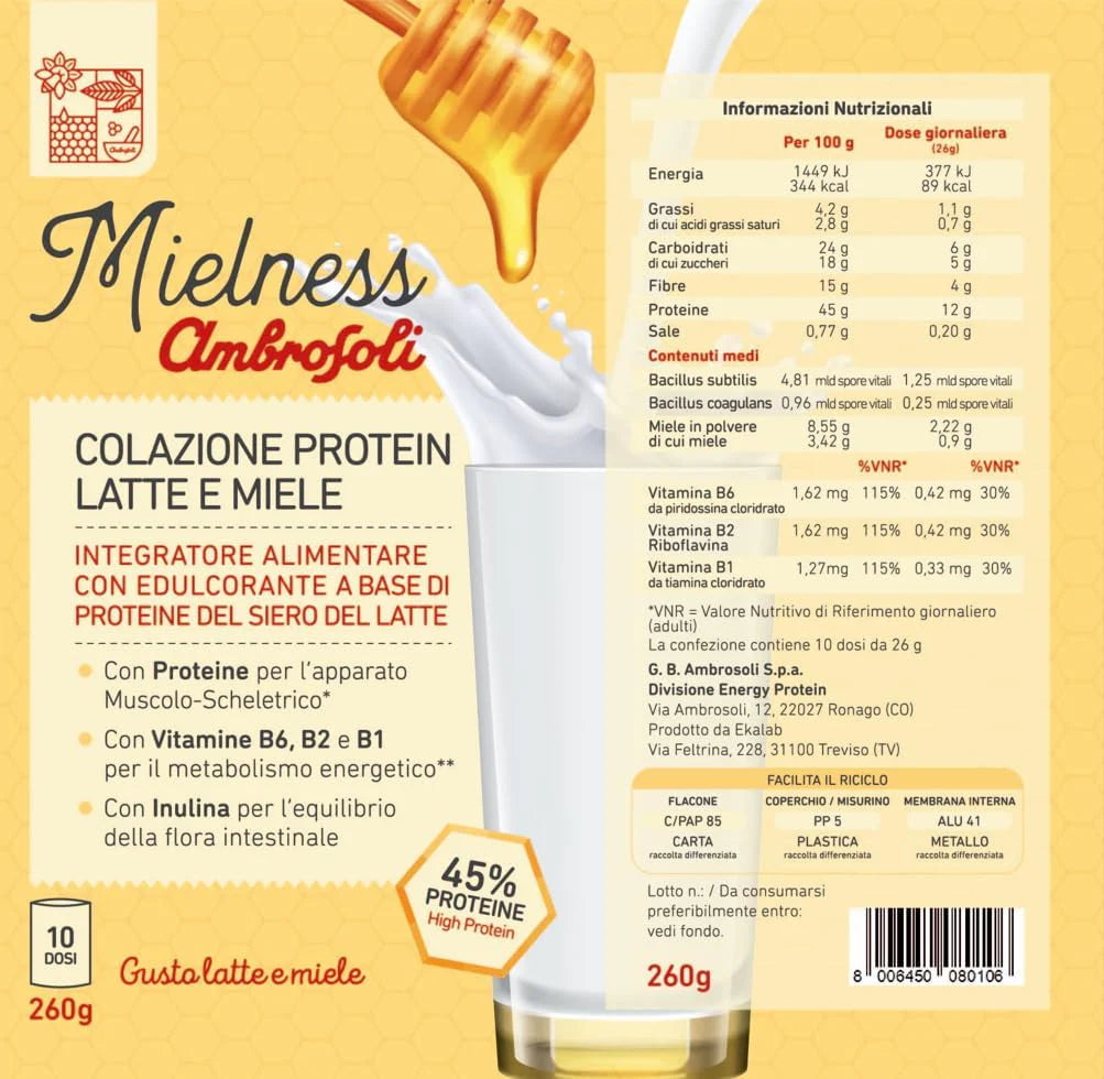 COLAZIONE PROTEIN LATTE E MIELE 260 Gr.