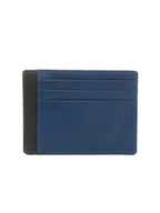 STRIPE Porta carte di credito in pelle navy