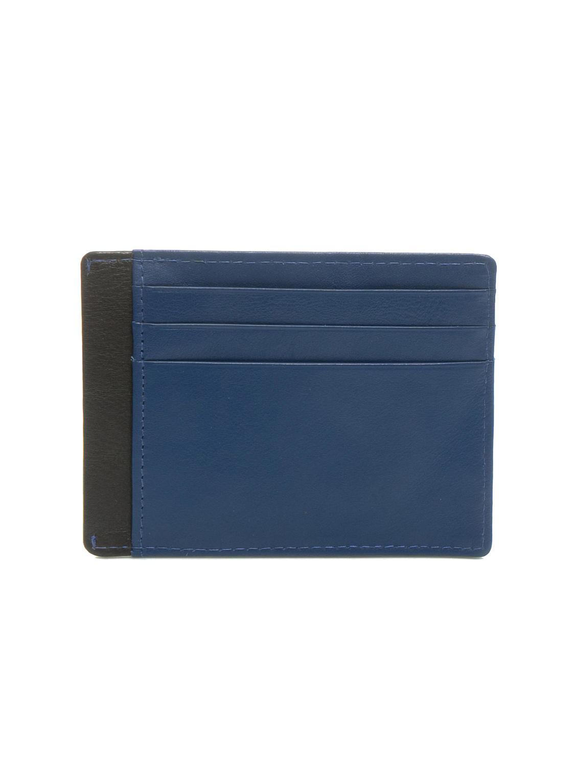 STRIPE Porta carte di credito in pelle navy